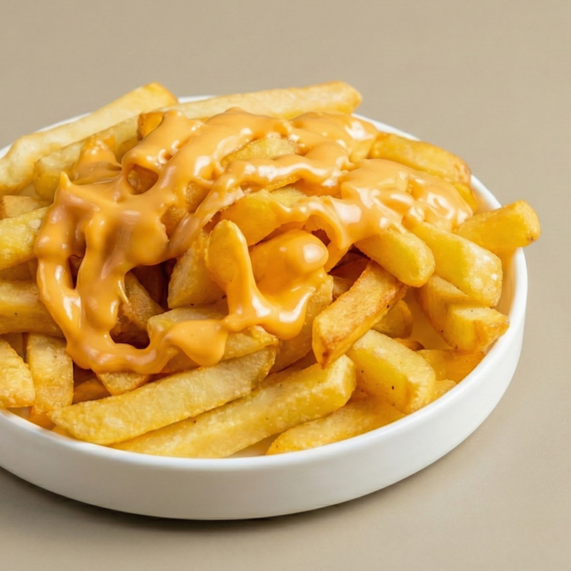 Fries covered in melted cheese