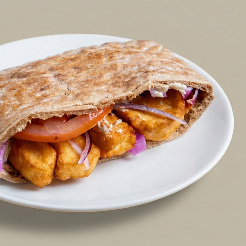 Halloumi pitta wrap with salad