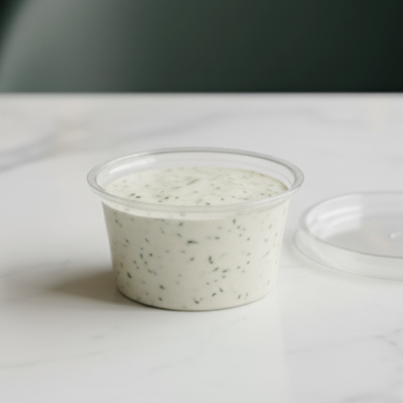 Small pot of green mint sauce