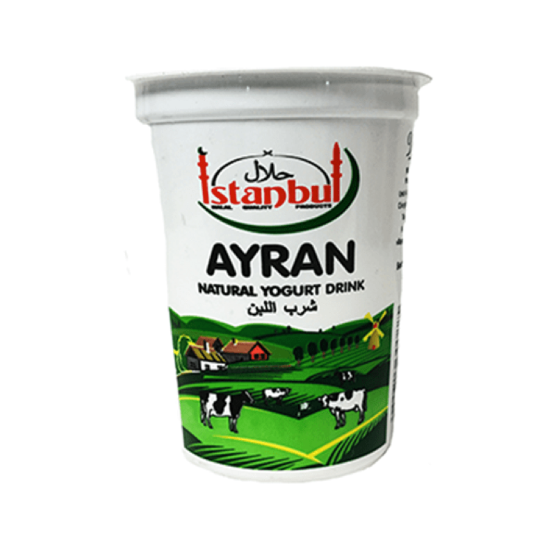A chilled Ayran yoghurt drink in a cup with a light foam on top